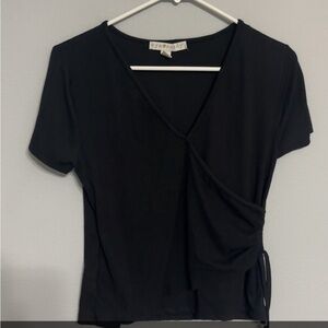 Eye Candy Black Short Sleeve Wrap Top